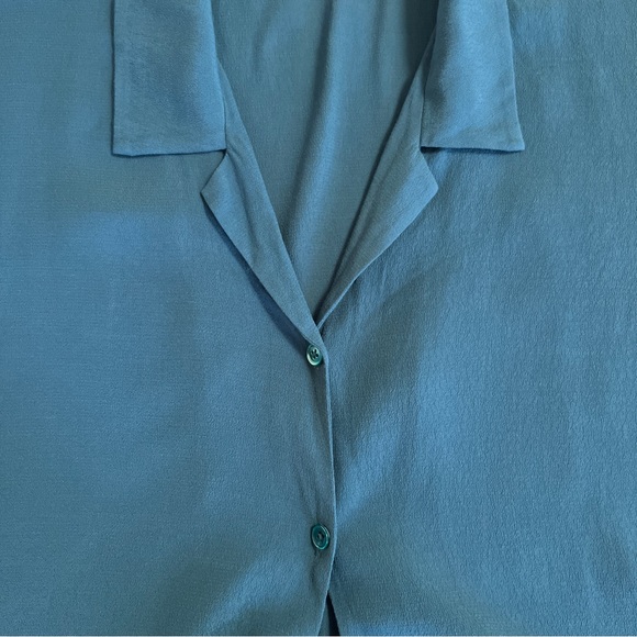 Aritzia WILFRED FREE⎮The Tie-Front Blouse⎮cropped button front⎮dark teal blue⎮S - Picture 8 of 16